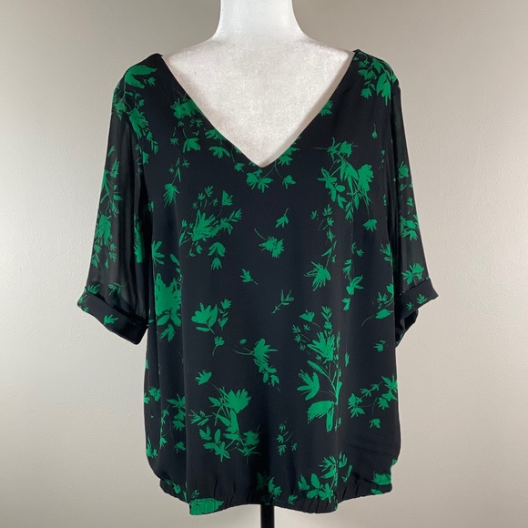 COPY - TORRID Emerald Floral Strappy Chiffon Blouse - Picture 3 of 14